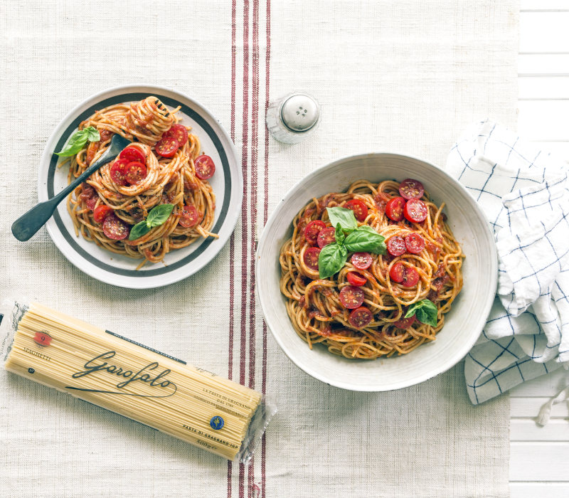 Pasta Garofalo - Spaghetti met verse tomatensaus en basilicum