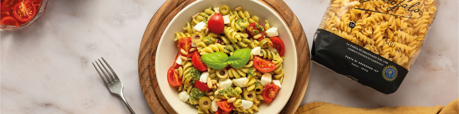 Pasta Garofalo - Fusilli au pesto, tomates cerises et perles de mozzarella