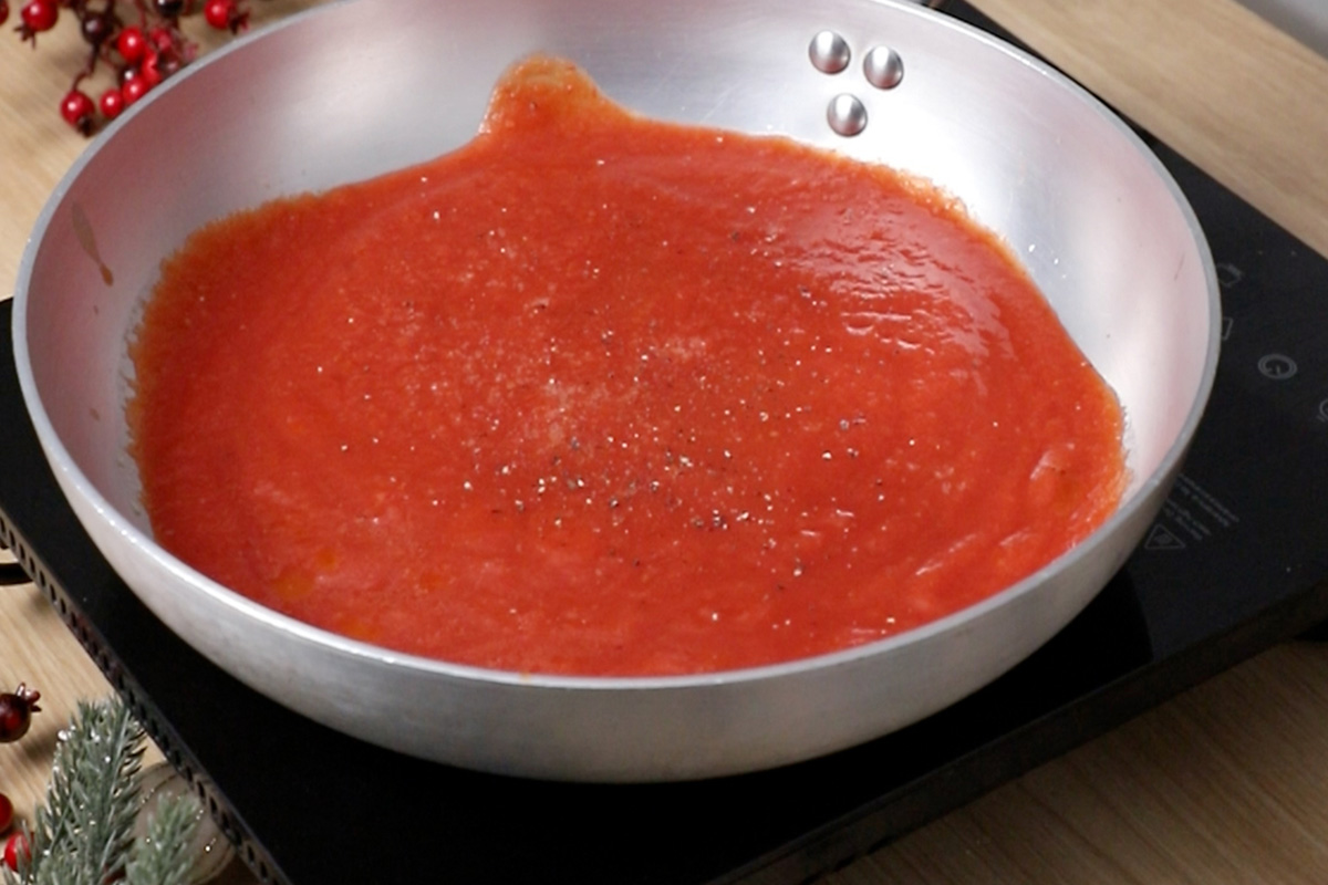 paso a paso salsa de tomate Pasta al forno Navidad
