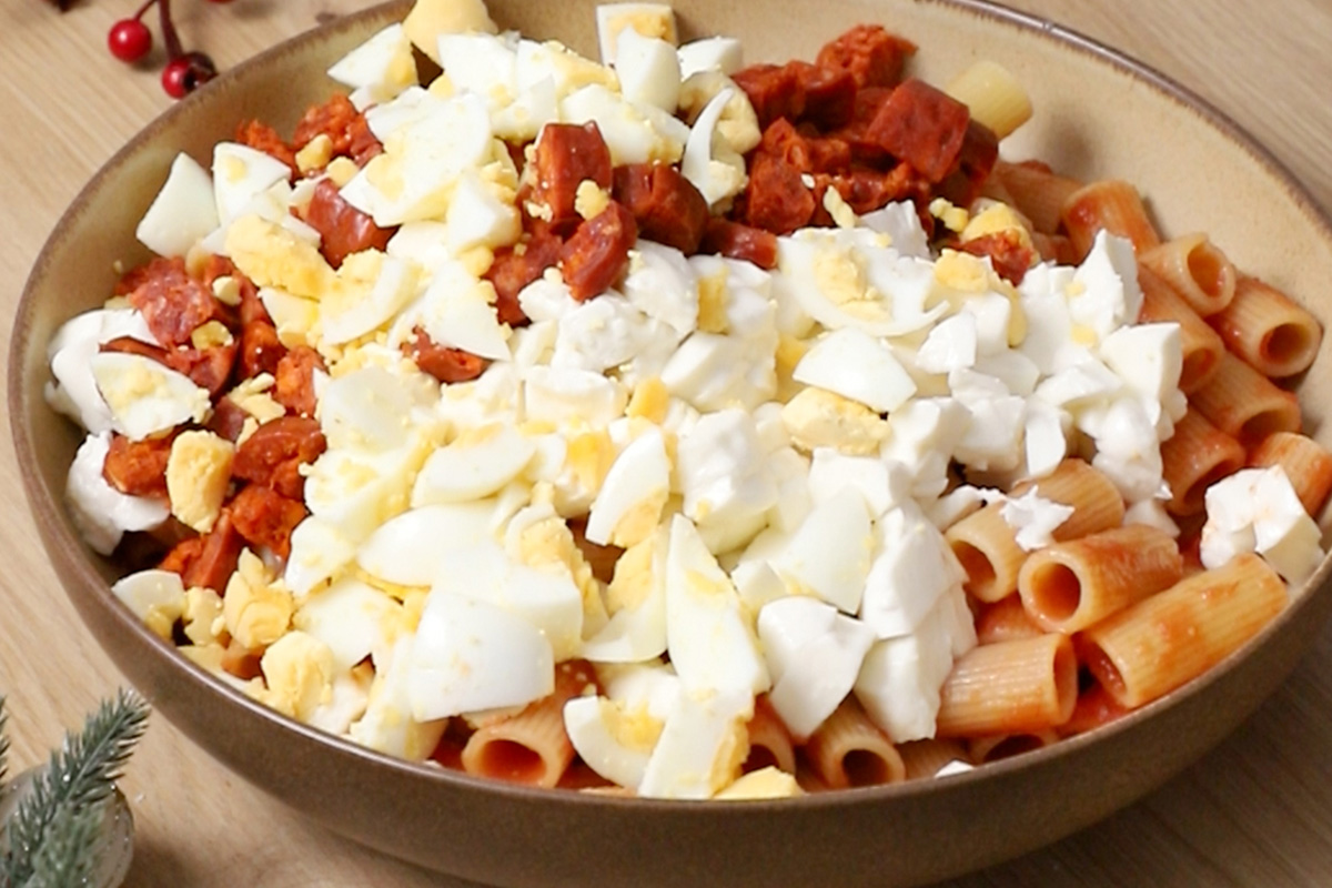 paso a paso UNIR TODOS INGREDIENTES Pasta al forno Navidad