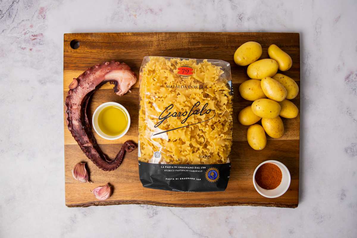 Paso a paso pasta con pulpo: ingredientes