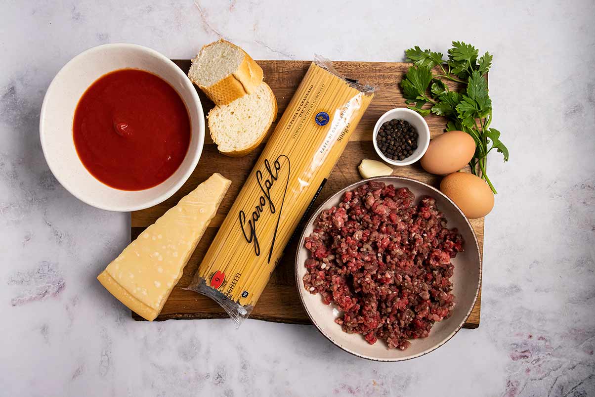 Ingredientes Espaguetis con albondigas