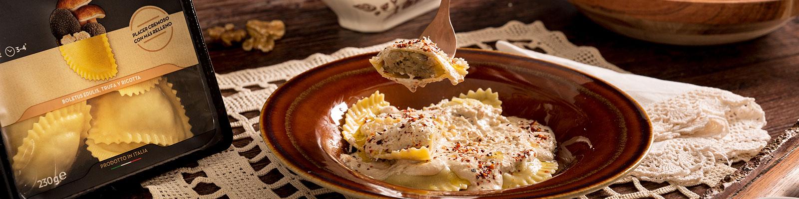 Pasta Garofalo - Mezzelune de Boletus y Trufa con salsa de nueces