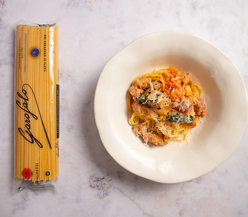 Pasta Garofalo - Espaguetis con tomate y chorizo