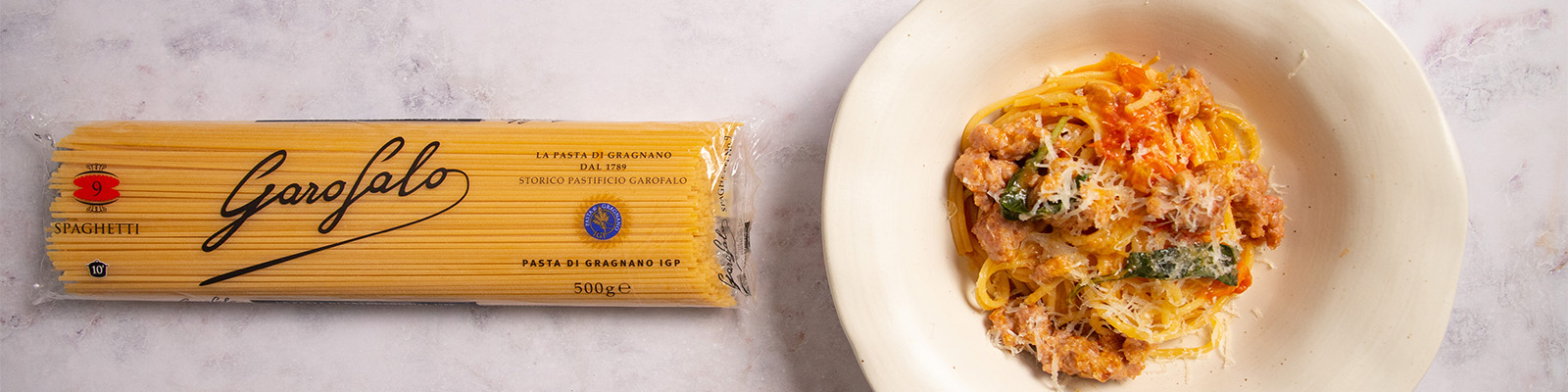 Pasta Garofalo - Espaguetis con tomate y chorizo