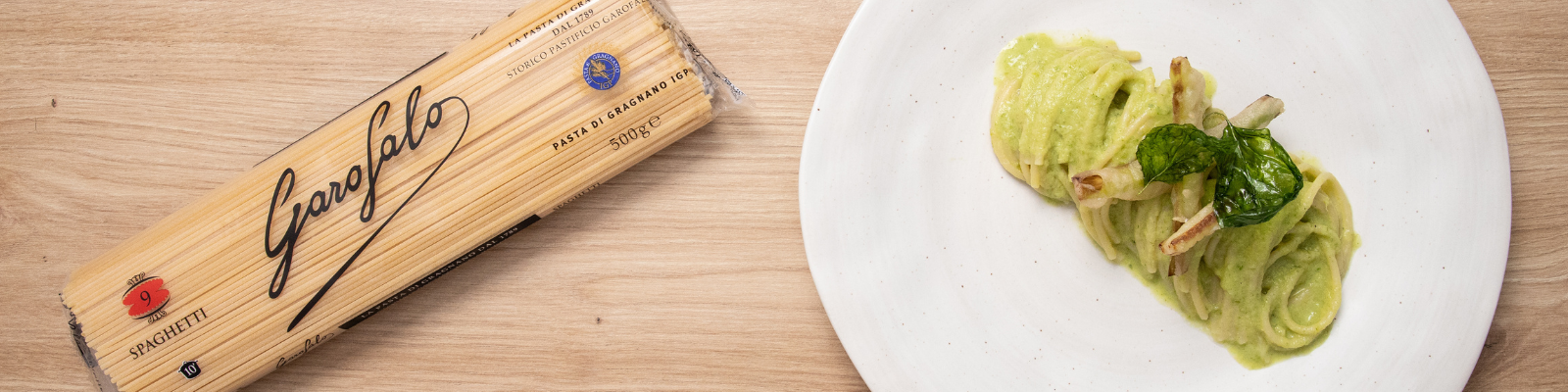 Pasta Garofalo - Spaghetti con calçots: receta gourmet con crema y tempura crujiente