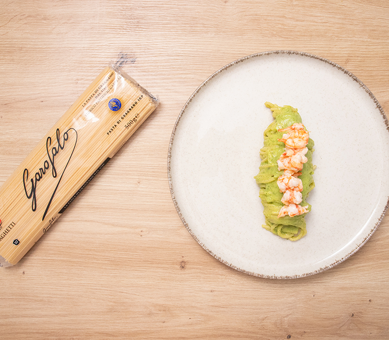 Pasta Garofalo - Espaguetis con gamba roja y calabacín: una receta cremosa y ligera