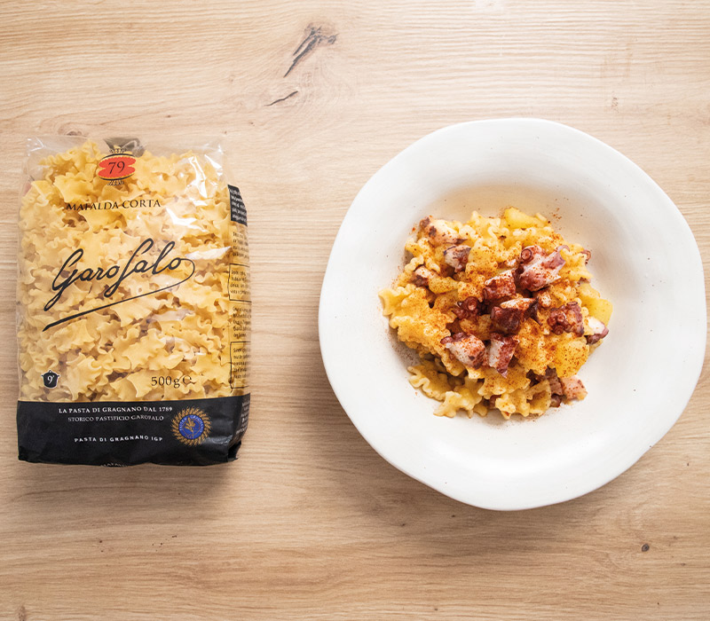 Pasta Garofalo - Pasta con pulpo a la gallega: receta fácil con Mafalda corta Garofalo