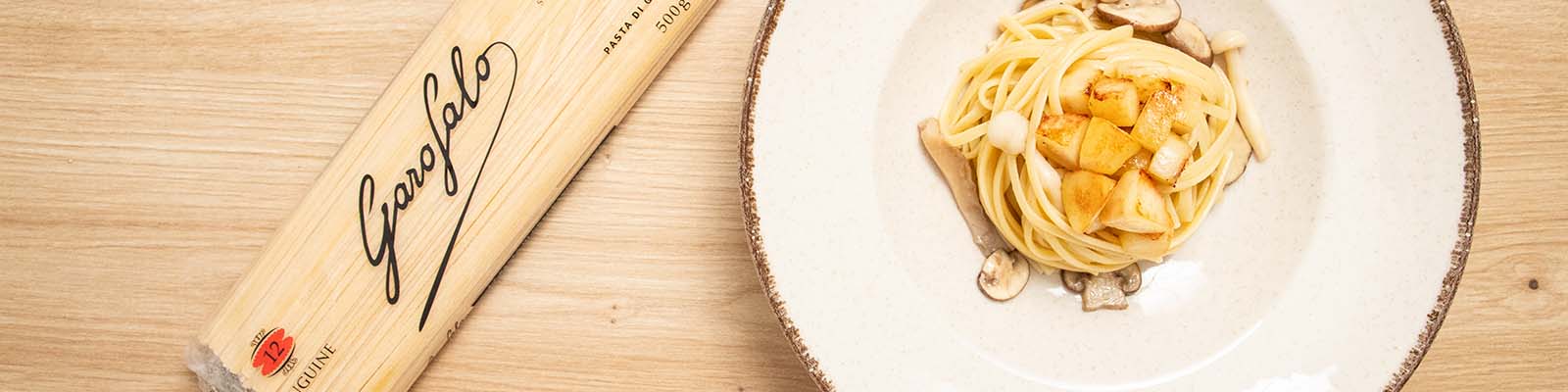 Pasta Garofalo - Linguine con aceite de trufa, setas y pera: un plato aromático y elegante