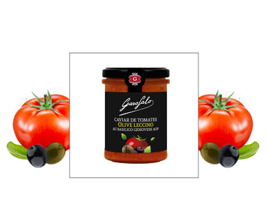 Pasta Garofalo -  Caviar de tomates Olive leccino au basilico genovese AOP