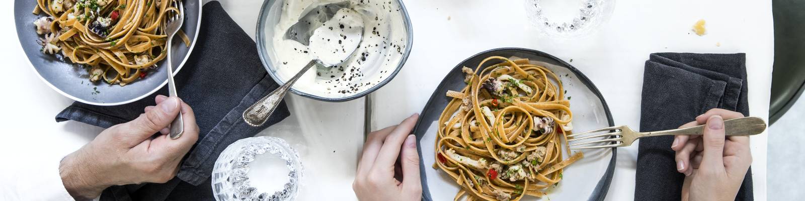 Pasta Garofalo - Fettucce integrali con seppie e salsiccia speziata