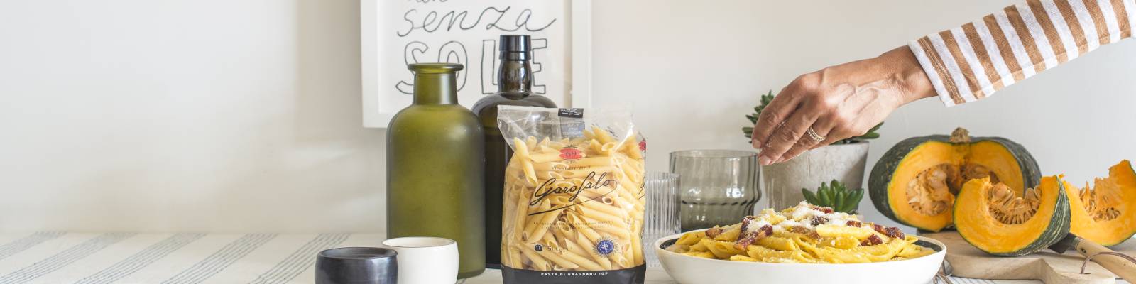 Pasta Garofalo - Penne ziti lisce Garofalo con zucca e pancetta