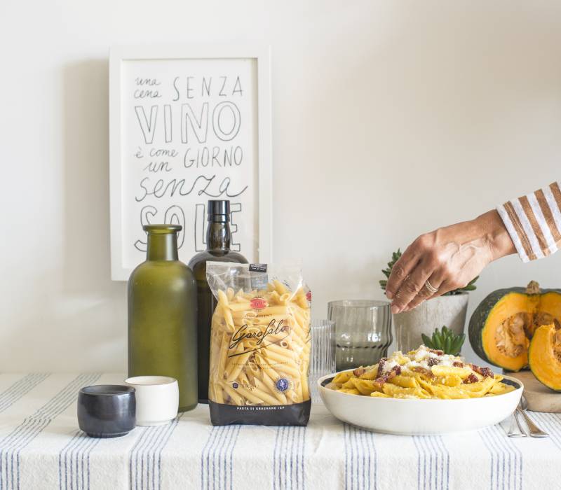 Pasta Garofalo - Penne ziti lisce Garofalo con zucca e pancetta