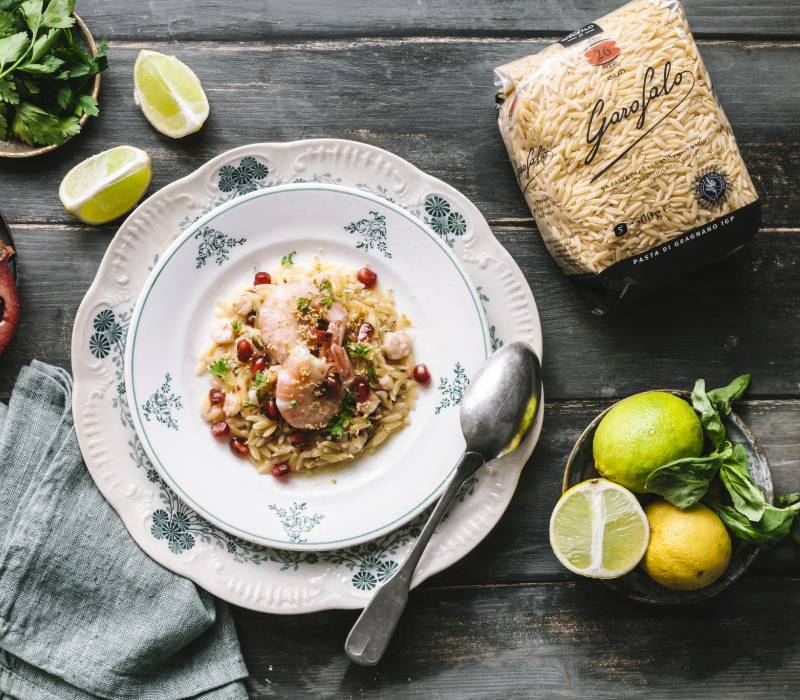 Pasta Garofalo - Orzo Garofalo con gamberi e succo di agrumi