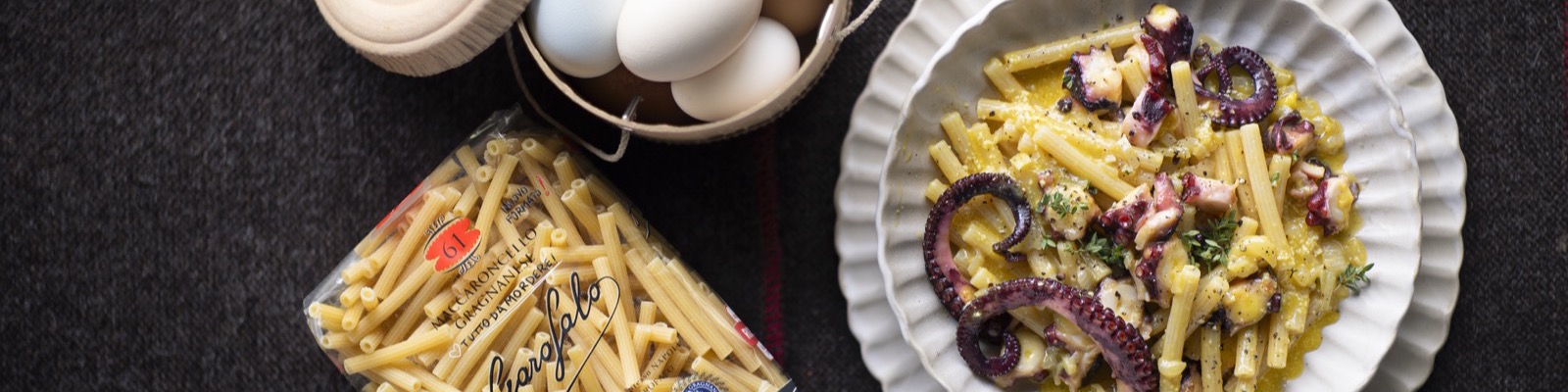 Pasta Garofalo - Maccheroncelli alla carbonara di polpo