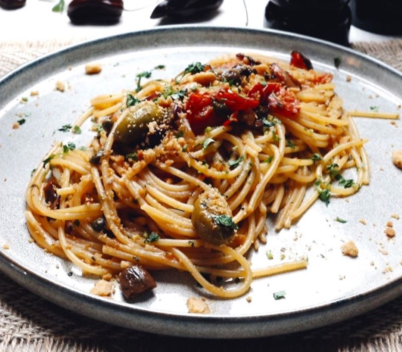 Pasta Garofalo - Vegansk Spaghetti Puttanesca utan sardeller