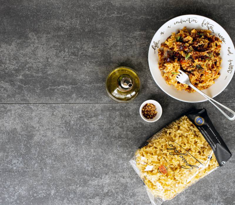 Pasta Garofalo - Mafalda Corta with Vegan mushroom lentil ragout