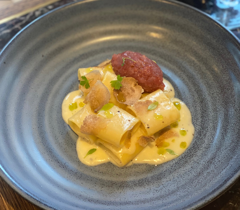 Pasta Garofalo - Garofalo schiaffoni cacio e pepe with tuna tartare
